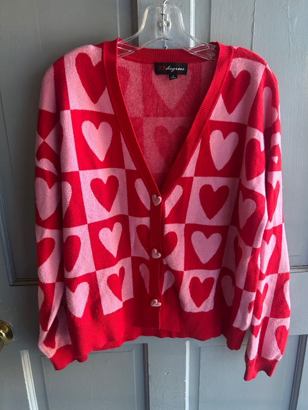 33 Degrees Heart Cardigan Sweater - Large